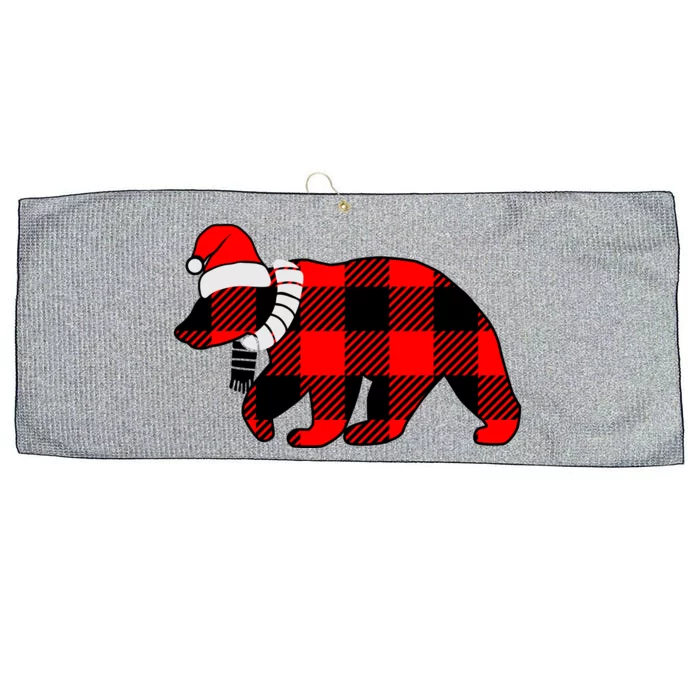 Plaid Polar Bear Christmas Holiday Large Microfiber Waffle Golf Towel