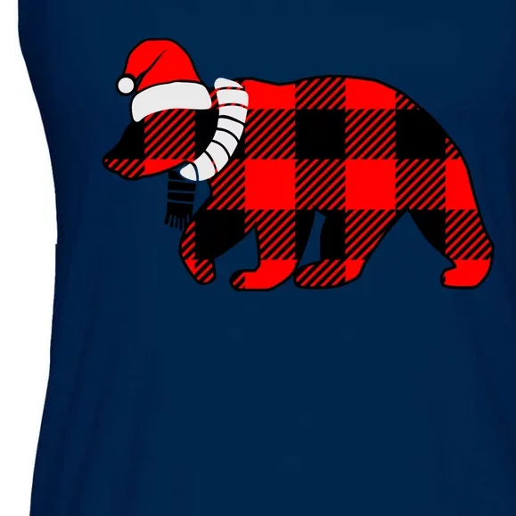 Plaid Polar Bear Christmas Holiday Ladies Essential Flowy Tank