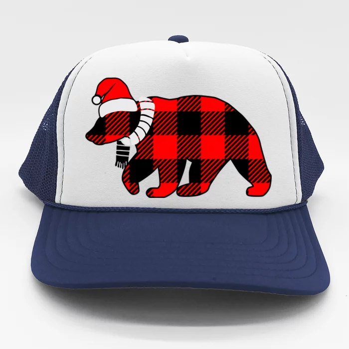 Plaid Polar Bear Christmas Holiday Trucker Hat