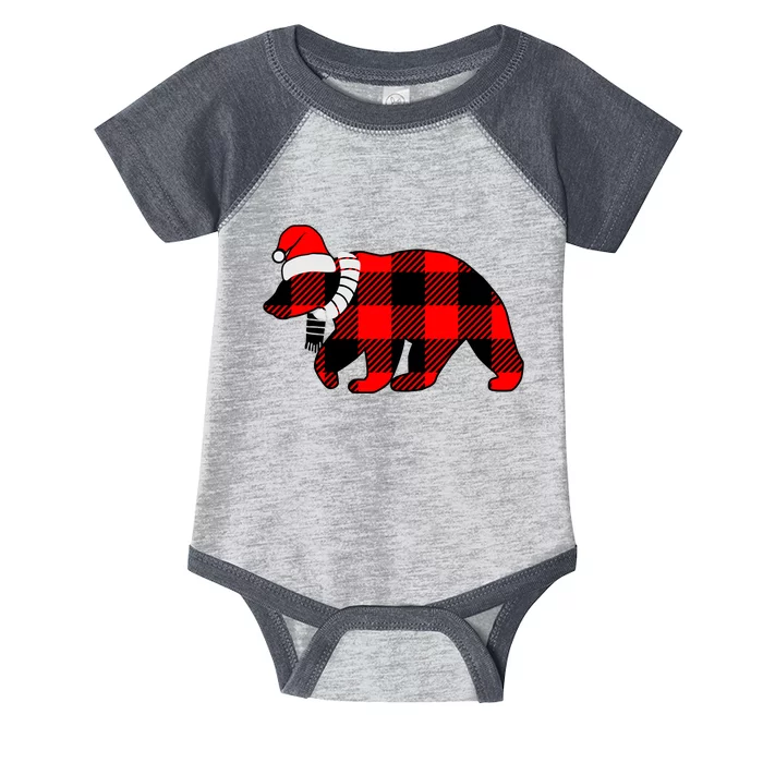 Plaid Polar Bear Christmas Holiday Infant Baby Jersey Bodysuit