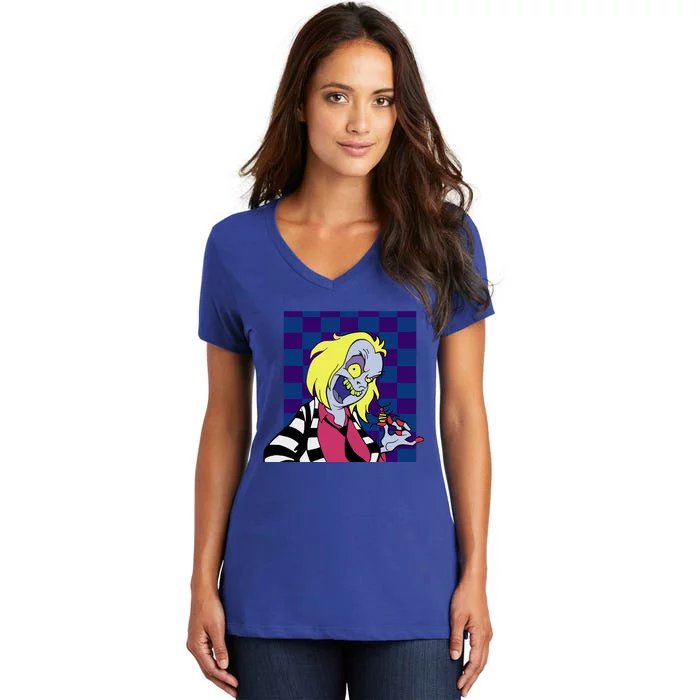 Pan Pizza B.E.E.T.L.E.J.U.I.C.E Cartoon Women's V-Neck T-Shirt