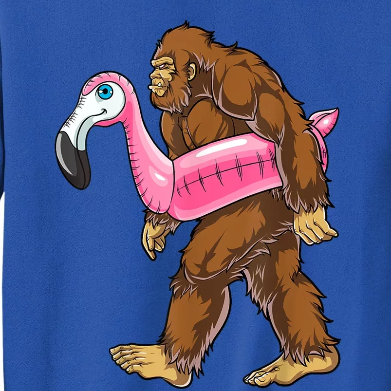 Pool Party Bigfoot Flamingo Sasquatch Pink Float Sweatshirt