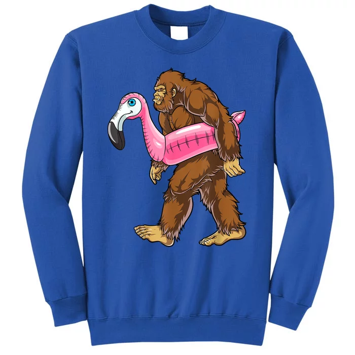 Pool Party Bigfoot Flamingo Sasquatch Pink Float Sweatshirt