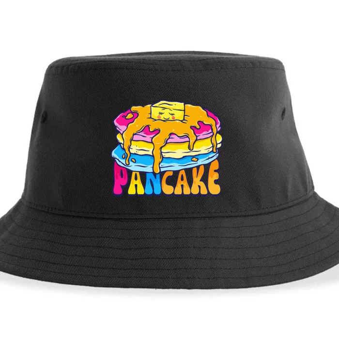 Pansexual Pancake Breakfast Food Pun Pan Pride Flag LGBTQ Sustainable Bucket Hat