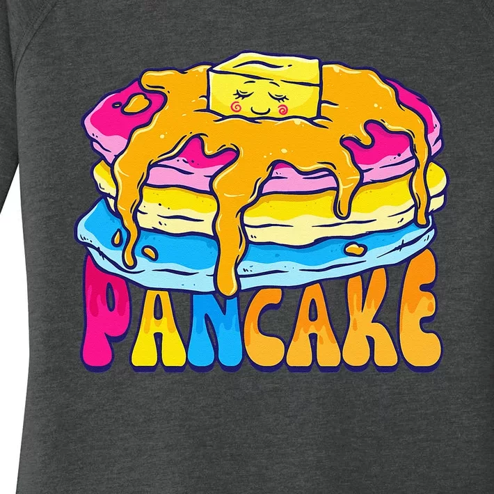 Pansexual Pancake Breakfast Food Pun Pan Pride Flag LGBTQ Women's Perfect Tri Tunic Long Sleeve Shirt