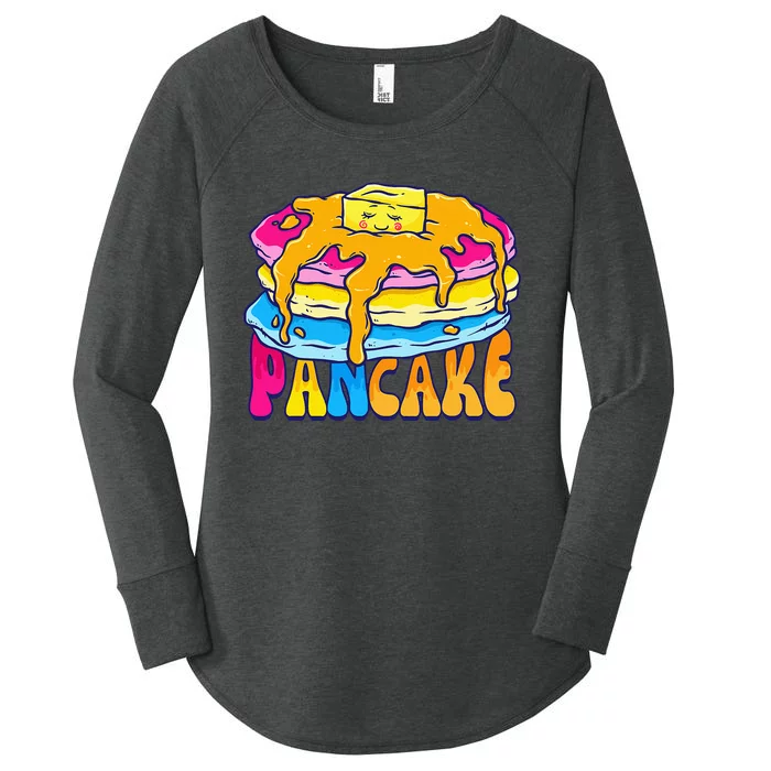 Pansexual Pancake Breakfast Food Pun Pan Pride Flag LGBTQ Women's Perfect Tri Tunic Long Sleeve Shirt