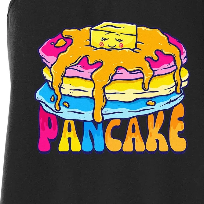 Pansexual Pancake Breakfast Food Pun Pan Pride Flag LGBTQ Women's Racerback Tank