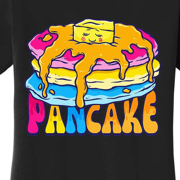 Pansexual Pancake Breakfast Food Pun Pan Pride Flag LGBTQ Women's T-Shirt