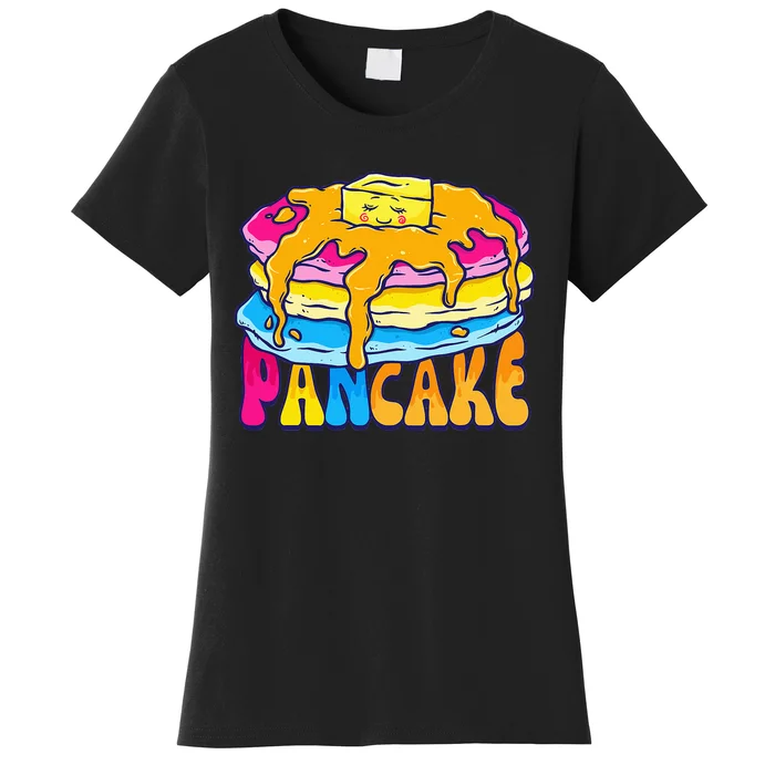 Pansexual Pancake Breakfast Food Pun Pan Pride Flag LGBTQ Women's T-Shirt