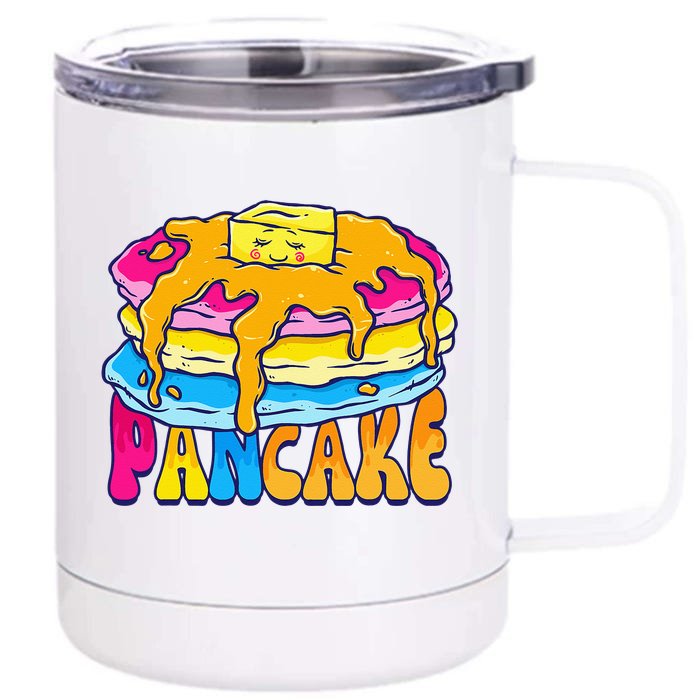 Pansexual Pancake Breakfast Food Pun Pan Pride Flag LGBTQ Front & Back 12oz Stainless Steel Tumbler Cup