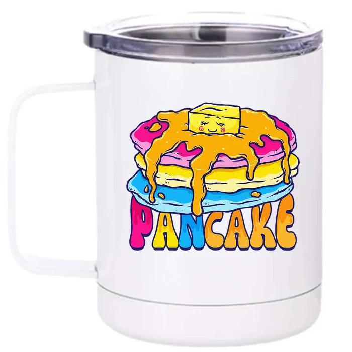 Pansexual Pancake Breakfast Food Pun Pan Pride Flag LGBTQ Front & Back 12oz Stainless Steel Tumbler Cup