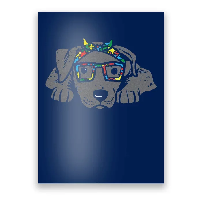 Pitbull Puzzle Bandana Glasses Autism Awareness Pitties Dog Poster