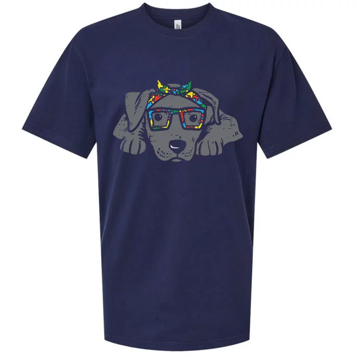 Pitbull Puzzle Bandana Glasses Autism Awareness Pitties Dog Sueded Cloud Jersey T-Shirt