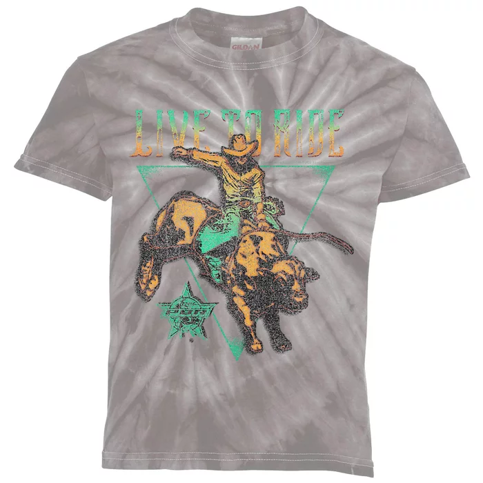 Pbr Professional Bull Riders Live To Ride Rodeo Pbr Logo Kids Tie-Dye T-Shirt