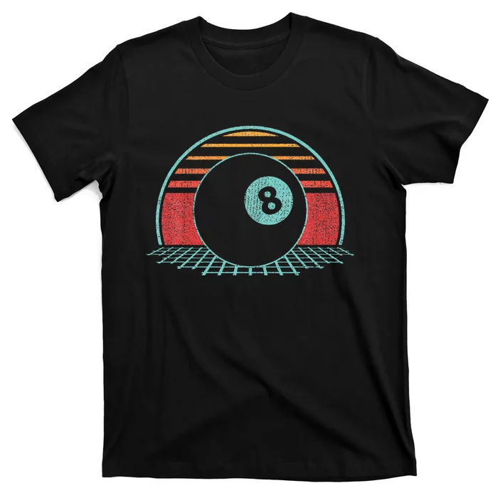 Pool Player Billiards Lover 8 Ball Retro Vintage 80s Style T-Shirt