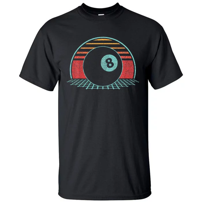 Pool Player Billiards Lover 8 Ball Retro Vintage 80s Style Tall T-Shirt