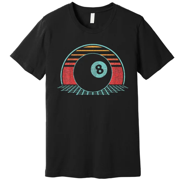 Pool Player Billiards Lover 8 Ball Retro Vintage 80s Style Premium T-Shirt