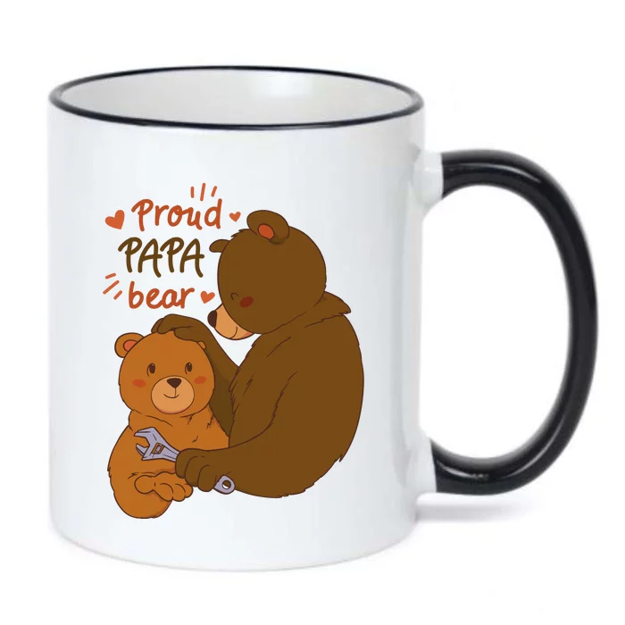 Proud Papa Bear Cute Gift Black Color Changing Mug