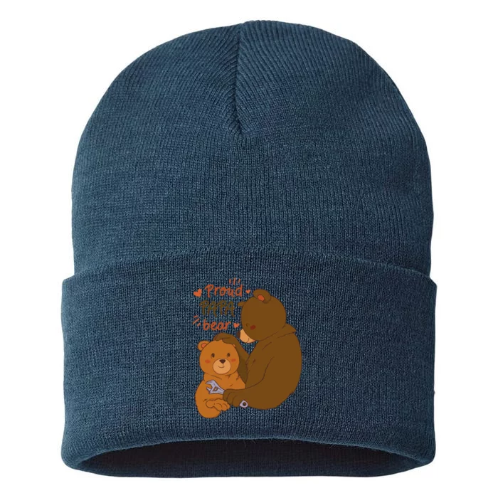 Proud Papa Bear Cute Gift Sustainable Knit Beanie