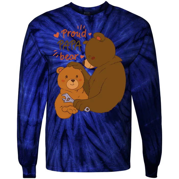 Proud Papa Bear Cute Gift Tie-Dye Long Sleeve Shirt