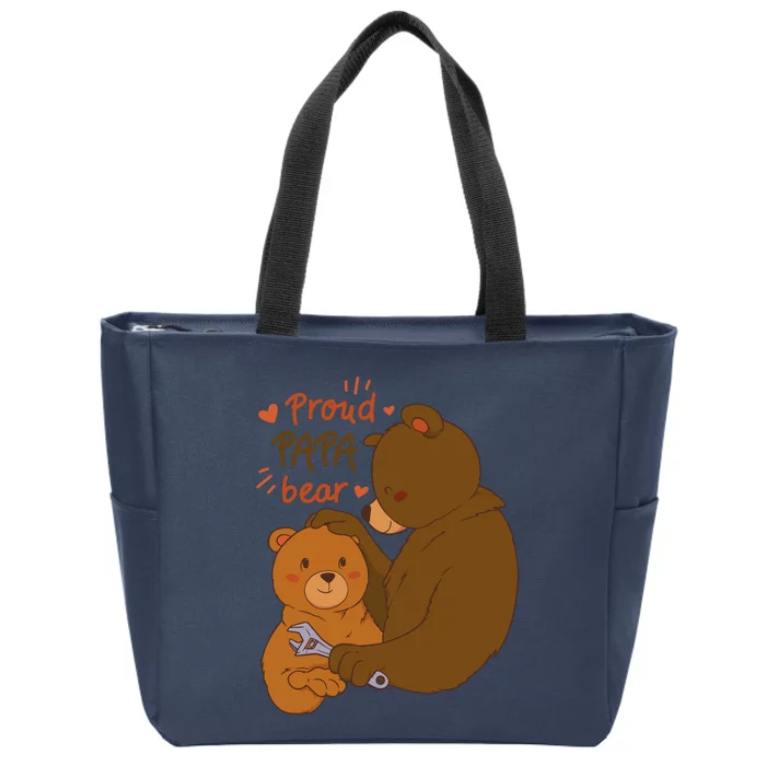 Proud Papa Bear Cute Gift Zip Tote Bag