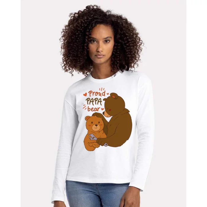 Proud Papa Bear Cute Gift Womens Cotton Relaxed Long Sleeve T-Shirt