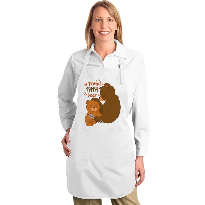 Proud Papa Bear Cute Gift Full-Length Apron With Pocket