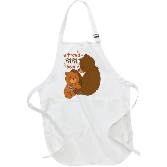 Proud Papa Bear Cute Gift Full-Length Apron With Pocket