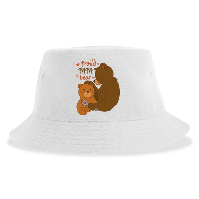 Proud Papa Bear Cute Gift Sustainable Bucket Hat