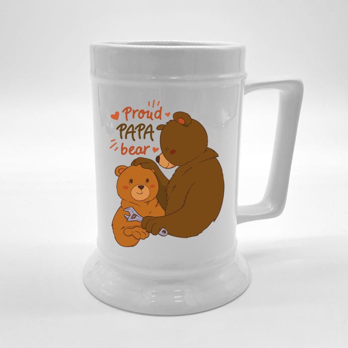 Proud Papa Bear Cute Gift Front & Back Beer Stein