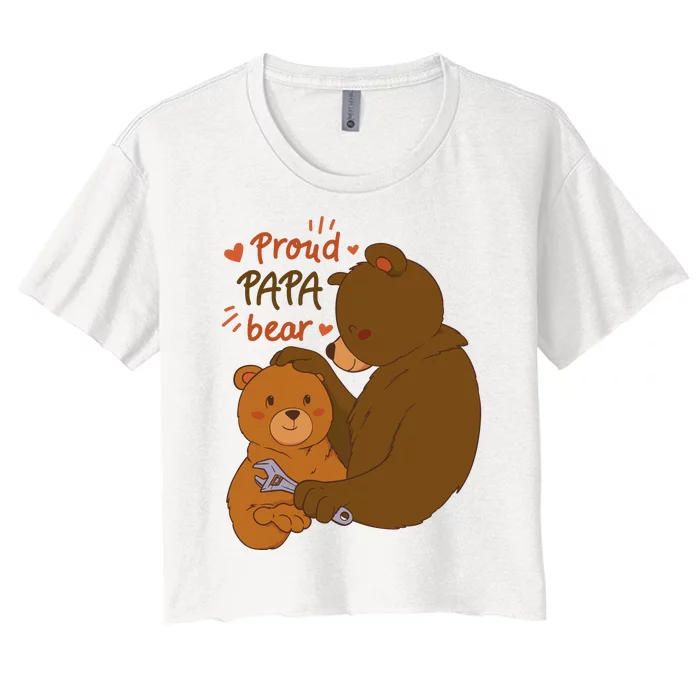 Proud Papa Bear Cute Gift Women's Crop Top Tee