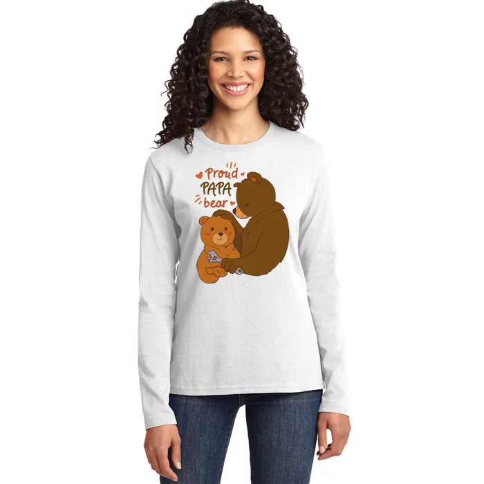 Proud Papa Bear Cute Gift Ladies Long Sleeve Shirt