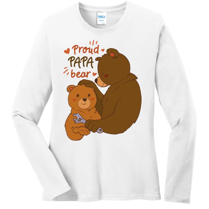 Proud Papa Bear Cute Gift Ladies Long Sleeve Shirt