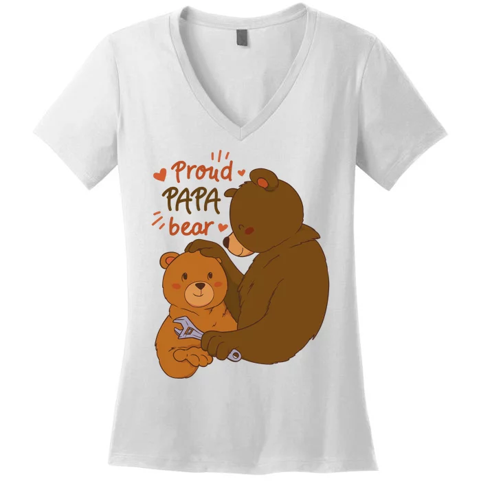 Proud Papa Bear Cute Gift Women's V-Neck T-Shirt