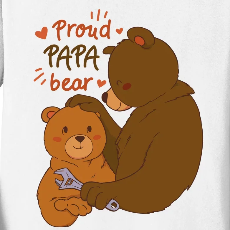 Proud Papa Bear Cute Gift Kids Long Sleeve Shirt