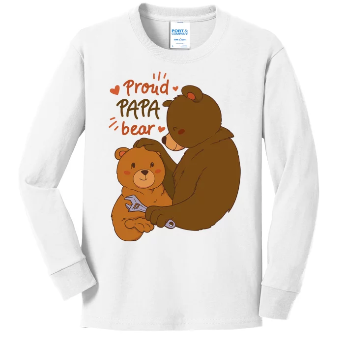 Proud Papa Bear Cute Gift Kids Long Sleeve Shirt