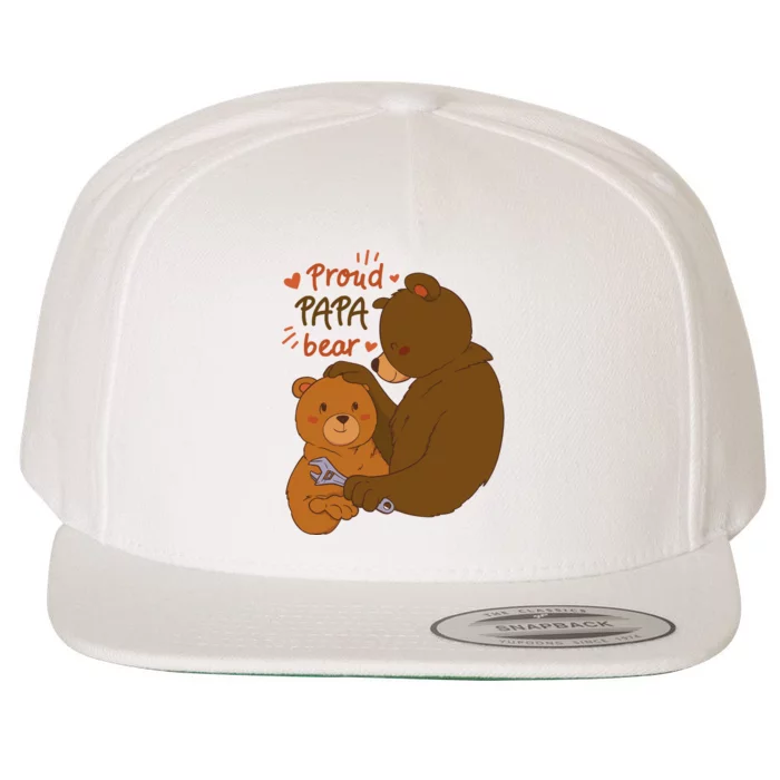 Proud Papa Bear Cute Gift Wool Snapback Cap