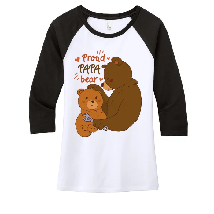 Proud Papa Bear Cute Gift Women's Tri-Blend 3/4-Sleeve Raglan Shirt