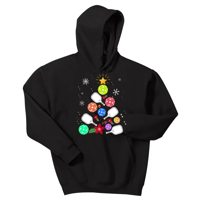 Pickleball Pickle Ball Christmas Tree Kids Hoodie