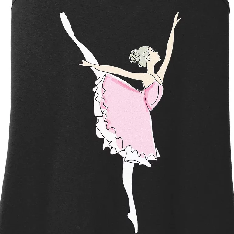 Pretty Pink Ballerina Cute Valentine Dancer Fun Pajama Ladies Essential Tank