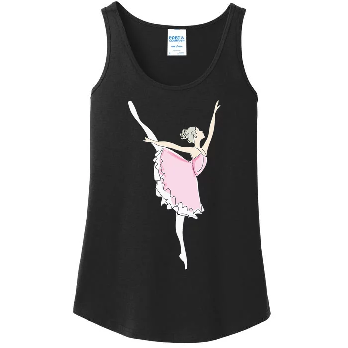 Pretty Pink Ballerina Cute Valentine Dancer Fun Pajama Ladies Essential Tank