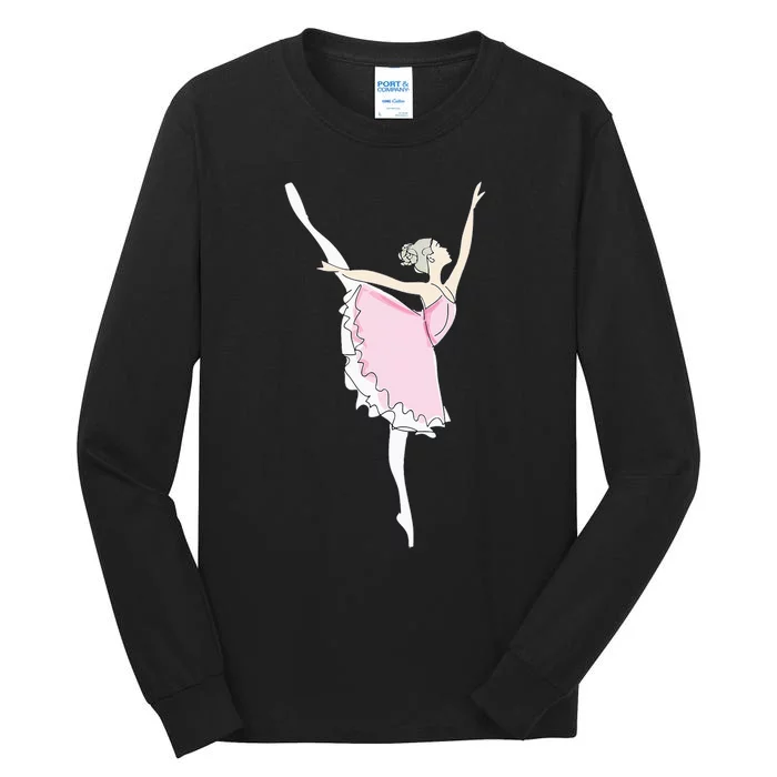 Pretty Pink Ballerina Cute Valentine Dancer Fun Pajama Tall Long Sleeve T-Shirt