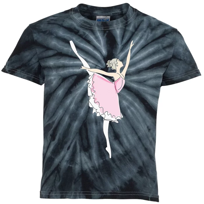 Pretty Pink Ballerina Cute Valentine Dancer Fun Pajama Kids Tie-Dye T-Shirt