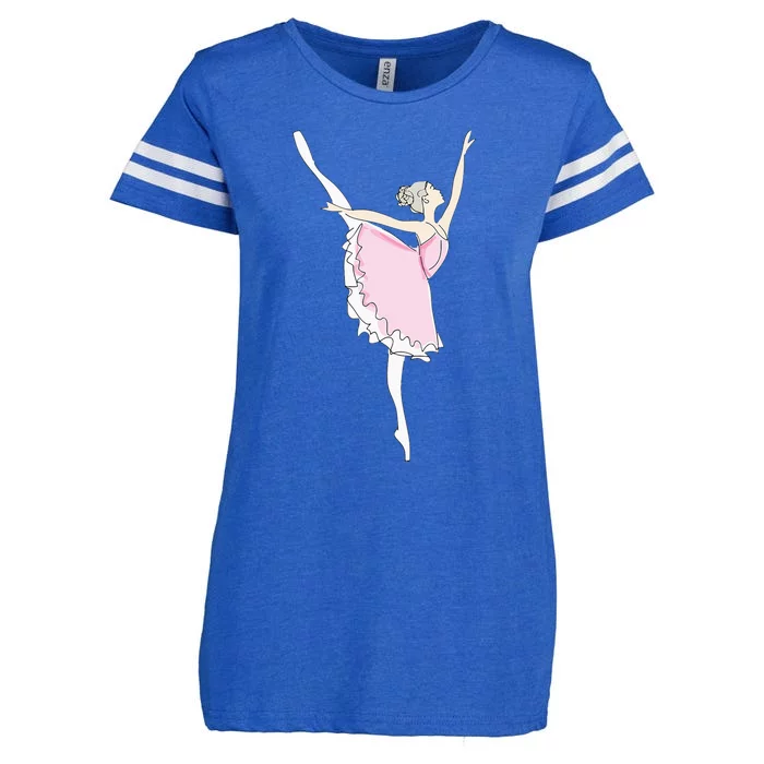 Pretty Pink Ballerina Cute Valentine Dancer Fun Pajama Enza Ladies Jersey Football T-Shirt