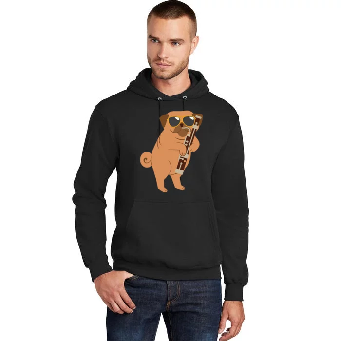 Pug Playing Bassoon Player Dog Bassoonist Musician Tall Hoodie