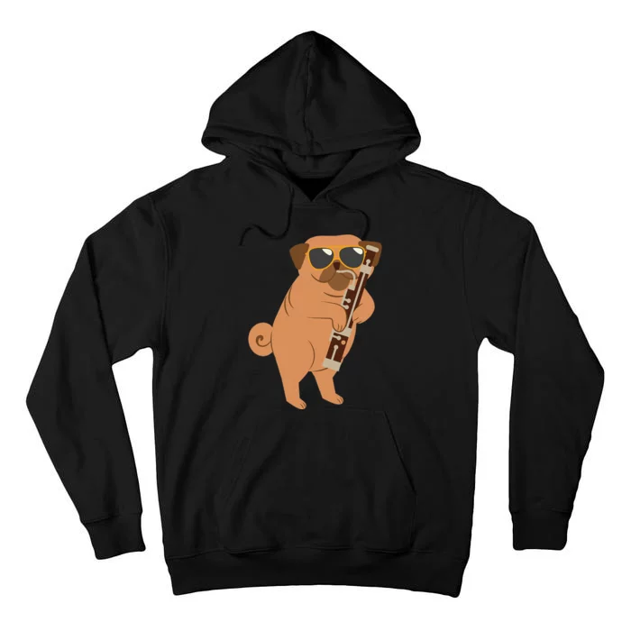 Pug Playing Bassoon Player Dog Bassoonist Musician Tall Hoodie