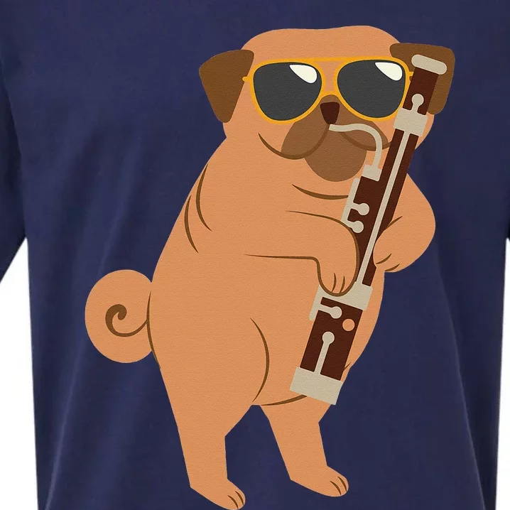 Pug Playing Bassoon Player Dog Bassoonist Musician Sueded Cloud Jersey T-Shirt