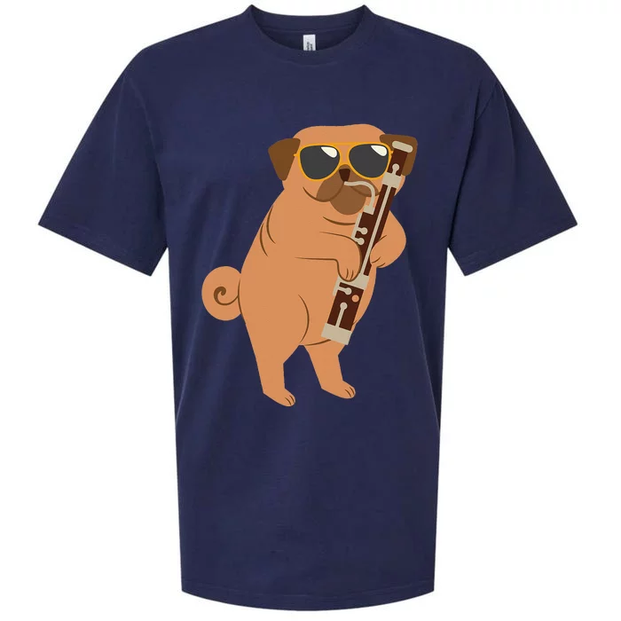 Pug Playing Bassoon Player Dog Bassoonist Musician Sueded Cloud Jersey T-Shirt