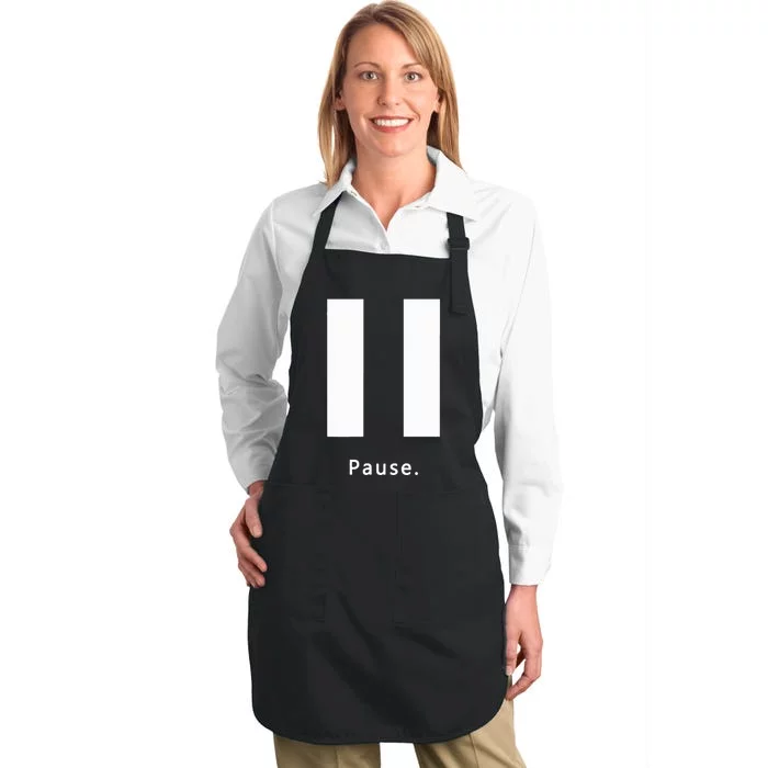 Pause. Pause Button Full-Length Apron With Pocket