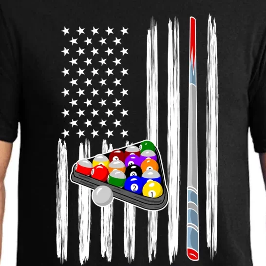 Pool Player Billiards Cue Balls Distressed American Flag Cute Gift Pajama Set